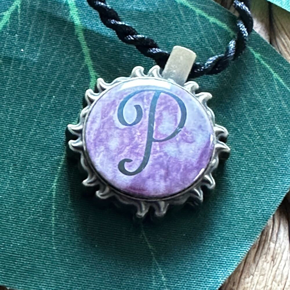 Magnetic Letter initial P corded necklace genz